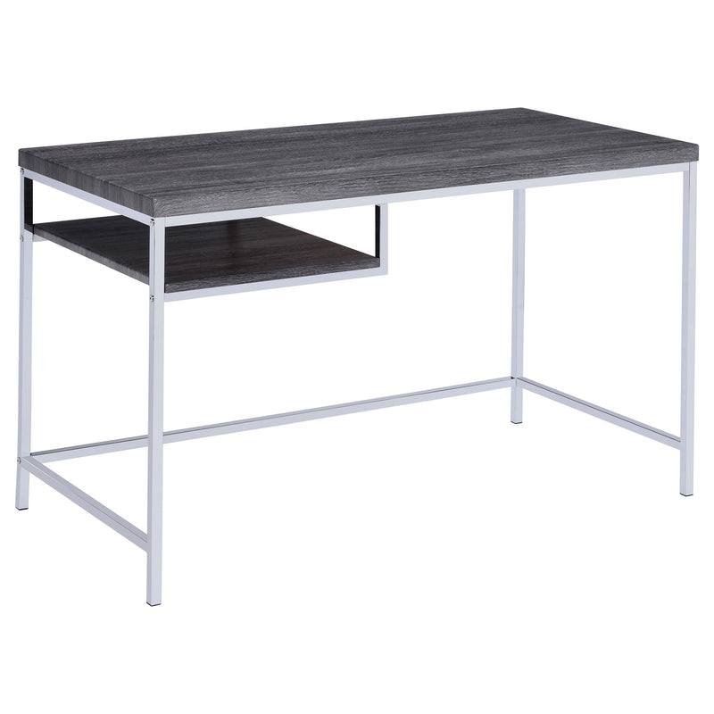 Kravitz Rectangular Writing Desk Weathered Grey and Chrome - Furniture Now (CA)