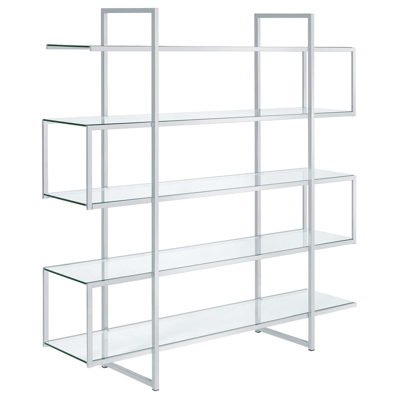 Elmer 5-shelf Bookcase Chrome and Clear - Furniture Now (CA)