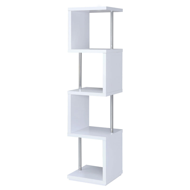 Baxter 4-shelf Bookcase White and Chrome - Furniture Now (CA)