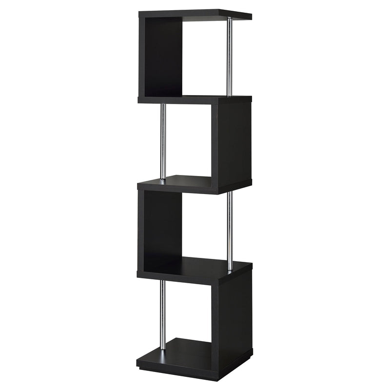 Baxter 4-shelf Bookcase Black and Chrome - Furniture Now (CA)