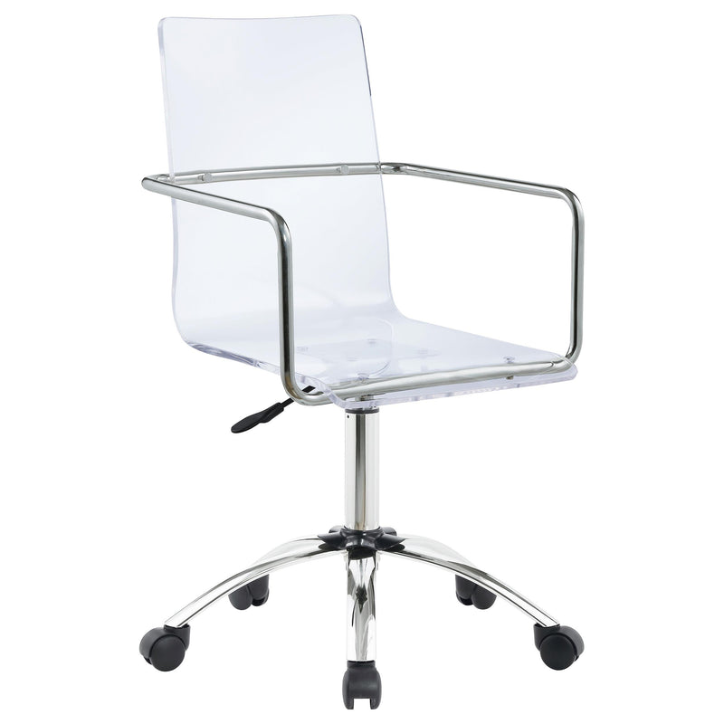 Amaturo Office Chair with Casters Clear and Chrome - Furniture Now (CA)