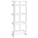 Ember 4-shelf Bookcase White High Gloss and Chrome - Furniture Now (CA)