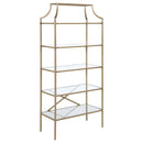 Serena 5-tier Tempered Glass Shelves Bookcase Matte Gold - Furniture Now (CA)