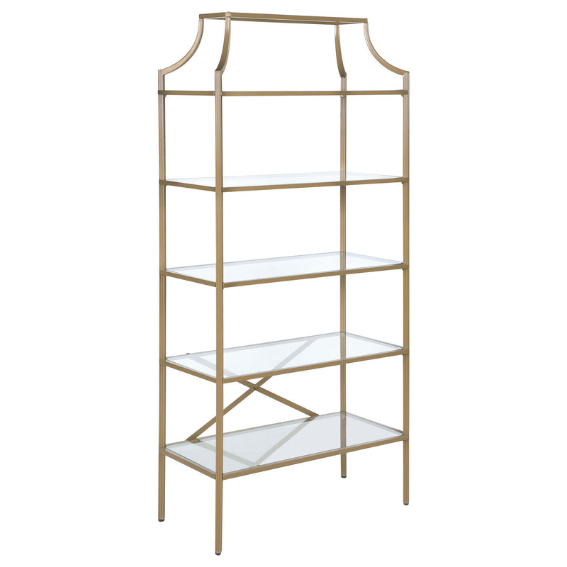 Serena 5-tier Tempered Glass Shelves Bookcase Matte Gold - Furniture Now (CA)