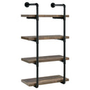 Elmcrest 24-inch Wall Shelf Black and Rustic Oak - Furniture Now (CA)