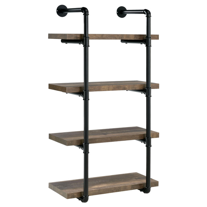 Elmcrest 24-inch Wall Shelf Black and Rustic Oak - Furniture Now (CA)