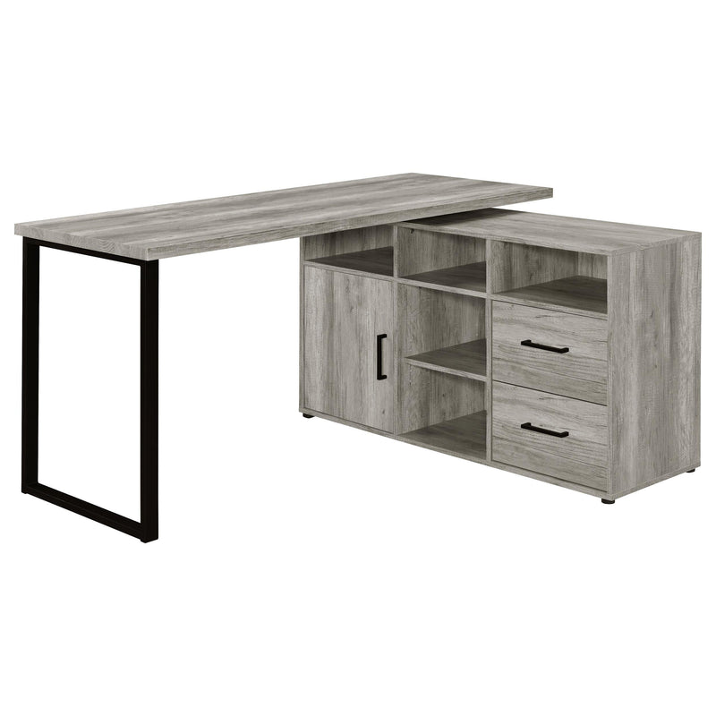 Hertford L-shape Office Desk with Storage Grey Driftwood - Furniture Now (CA)