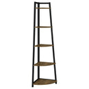 Jacksonville 5-tier Corner Bookcase Aged Walnut - Furniture Now (CA)