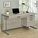 Loomis 4-drawer Rectangular Office Desk Whitewashed Grey and Gunmetal - Furniture Now (CA)
