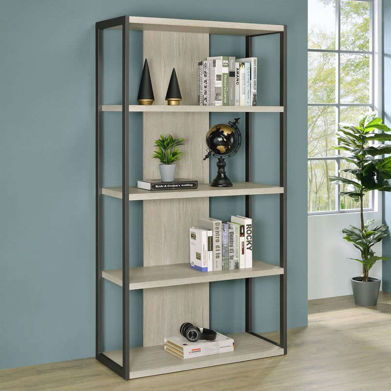 Loomis 4-shelf Bookcase Whitewashed Grey - Furniture Now (CA)