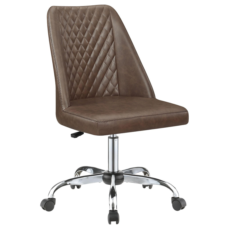 Althea Upholstered Tufted Back Office Chair Brown and Chrome - Furniture Now (CA)