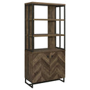 Millbrook 2-door Bookcase Rustic Oak Herringbone and Gunmetal - Furniture Now (CA)