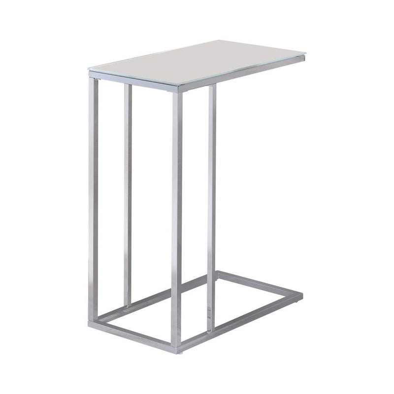 Stella Glass Top Accent Table Chrome and White - Furniture Now (CA)
