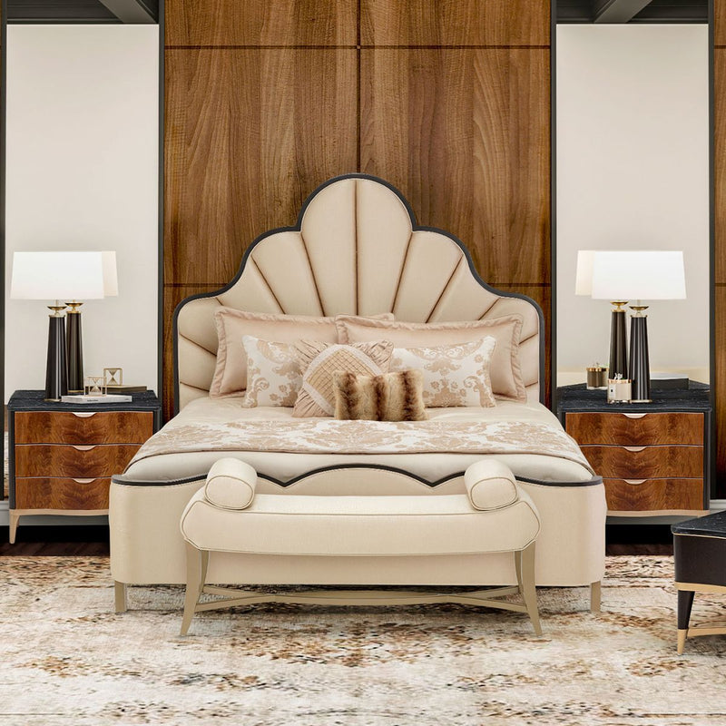 AICO Malibu Crest King Scalloped Panel Bed in Dark Espresso - Furniture Now (CA)