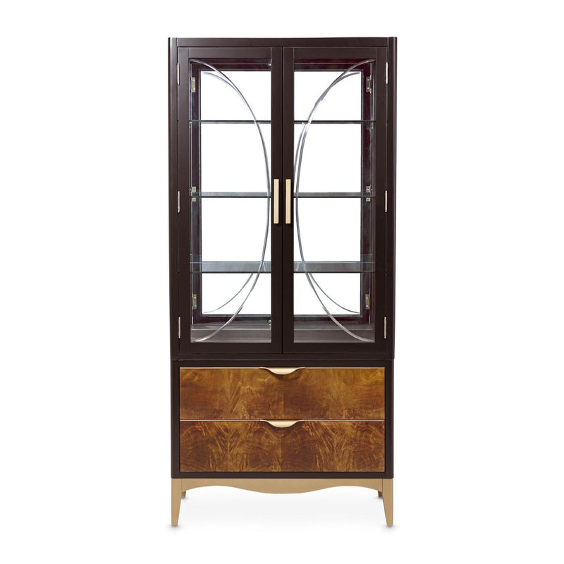 AICO Malibu Crest Display Cabinet in Crotch Mahogany - Furniture Now (CA)