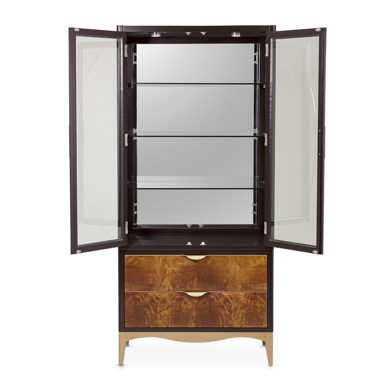 AICO Malibu Crest Display Cabinet in Crotch Mahogany - Furniture Now (CA)