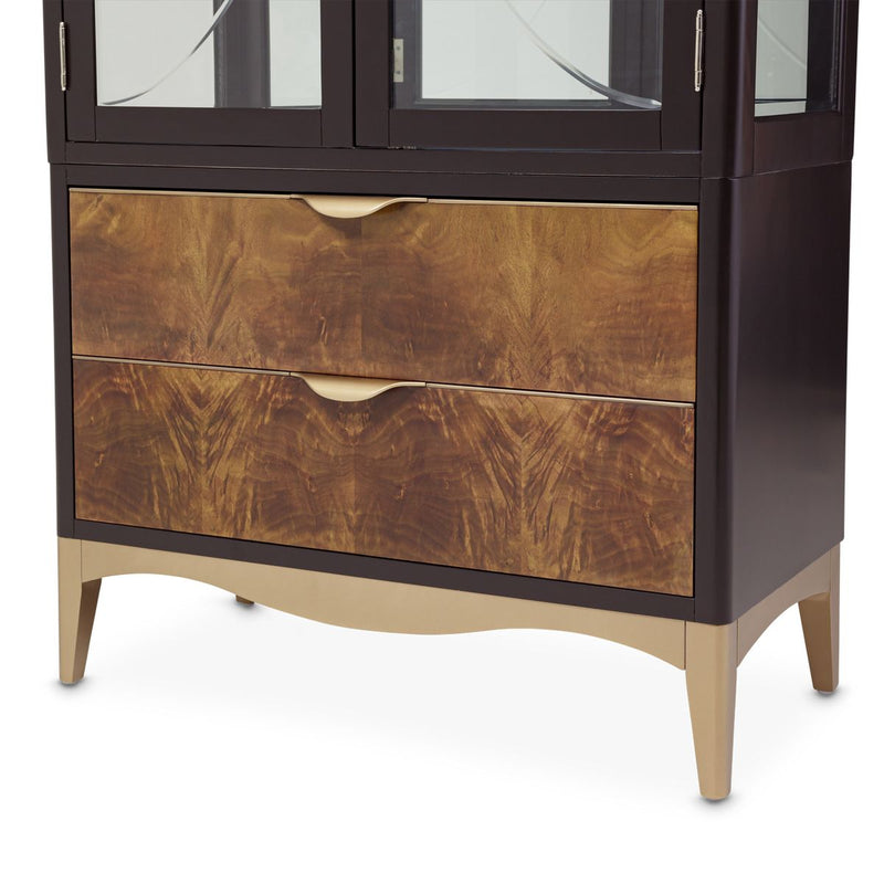 AICO Malibu Crest Display Cabinet in Crotch Mahogany - Furniture Now (CA)