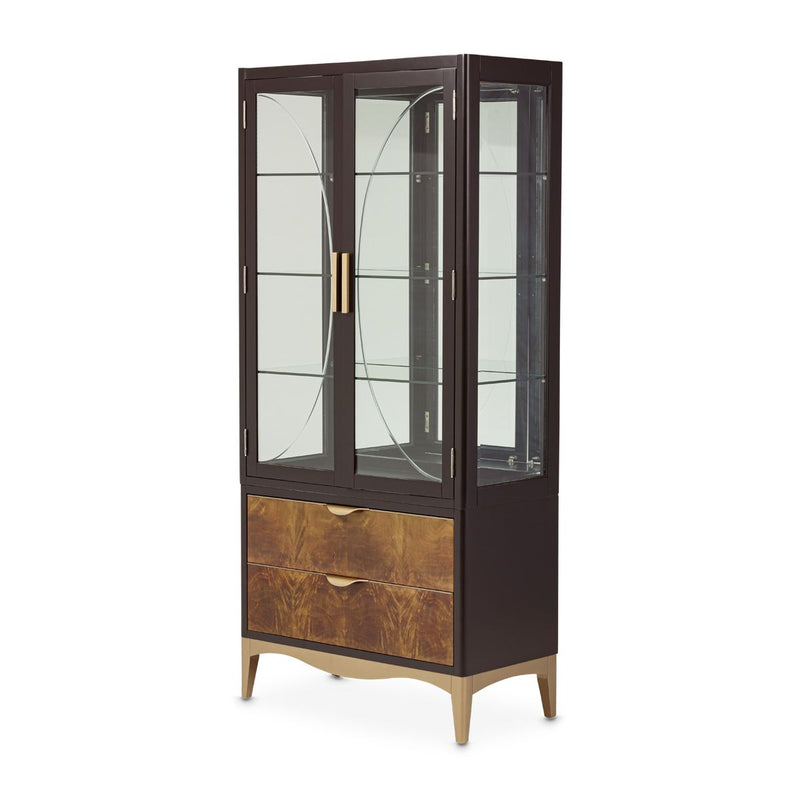 AICO Malibu Crest Display Cabinet in Crotch Mahogany - Furniture Now (CA)