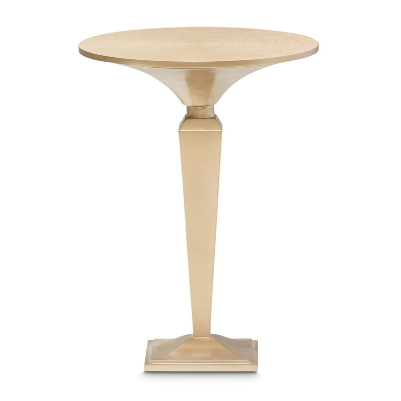 AICO Malibu Crest Round Pedestal Tea Table in Crotch Mahogany - Furniture Now (CA)