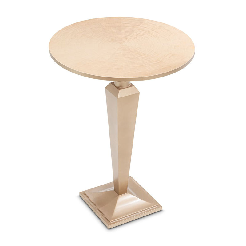 AICO Malibu Crest Round Pedestal Tea Table in Crotch Mahogany - Furniture Now (CA)