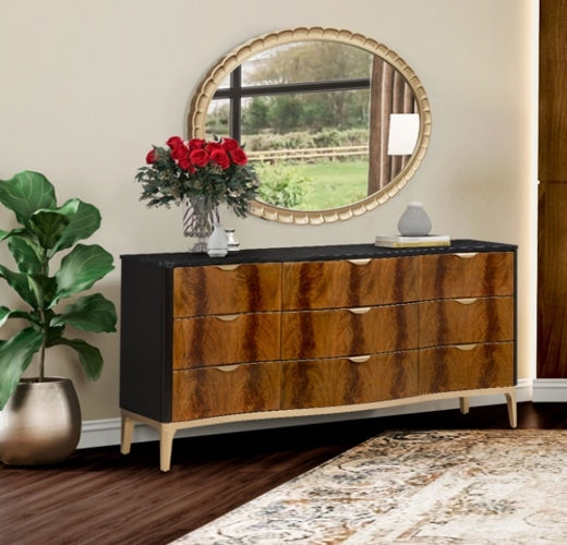 AICO Malibu Crest Oval Wall Mirror in Burnished Gold - Furniture Now (CA)