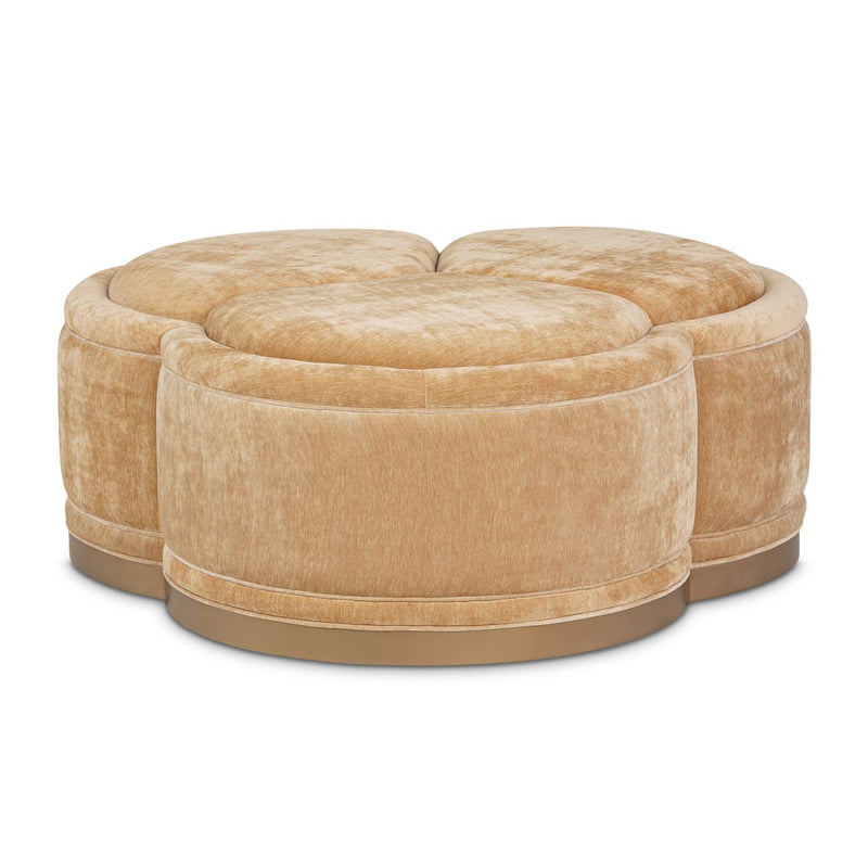 AICO Malibu Crest Clover Cocktail Ottoman in Dark Espresso - Furniture Now (CA)