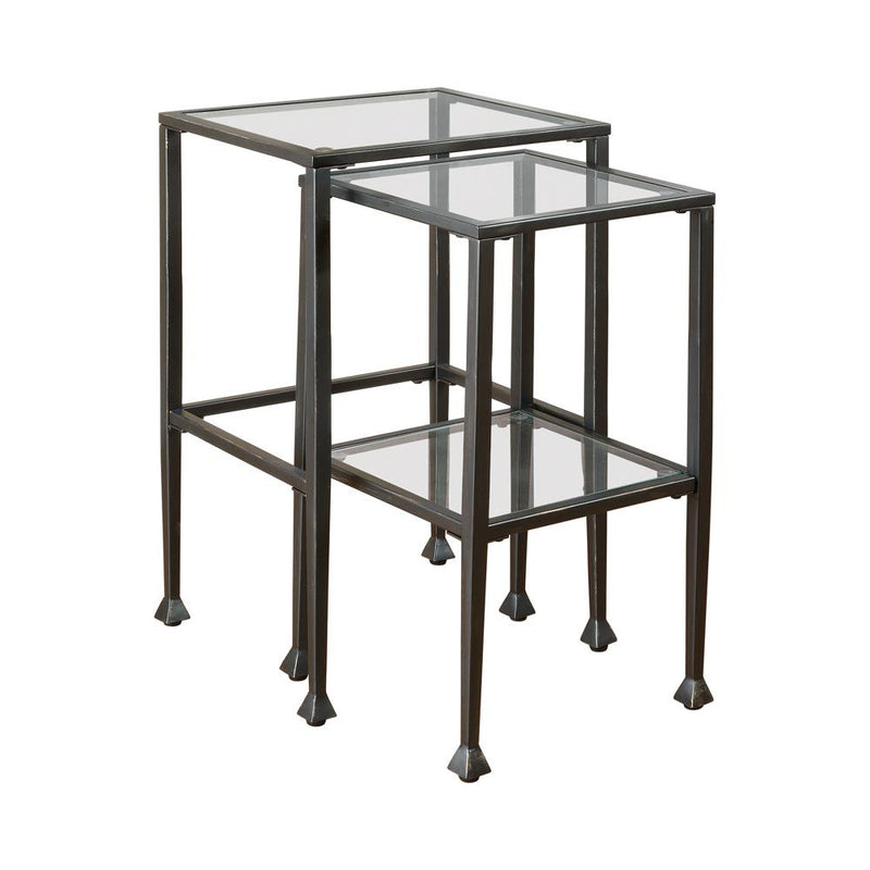 Leilani 2-piece Glass Top Nesting Tables Black - Furniture Now (CA)
