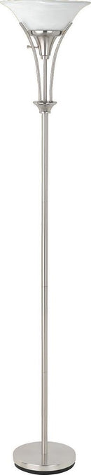 Archie Floor Lamp with Frosted Ribbed Shade Brushed Steel - Furniture Now (CA)