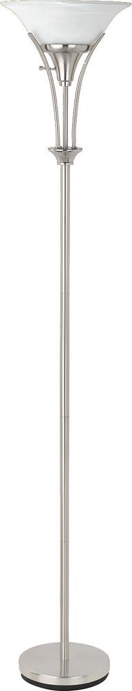 Archie Floor Lamp with Frosted Ribbed Shade Brushed Steel - Furniture Now (CA)