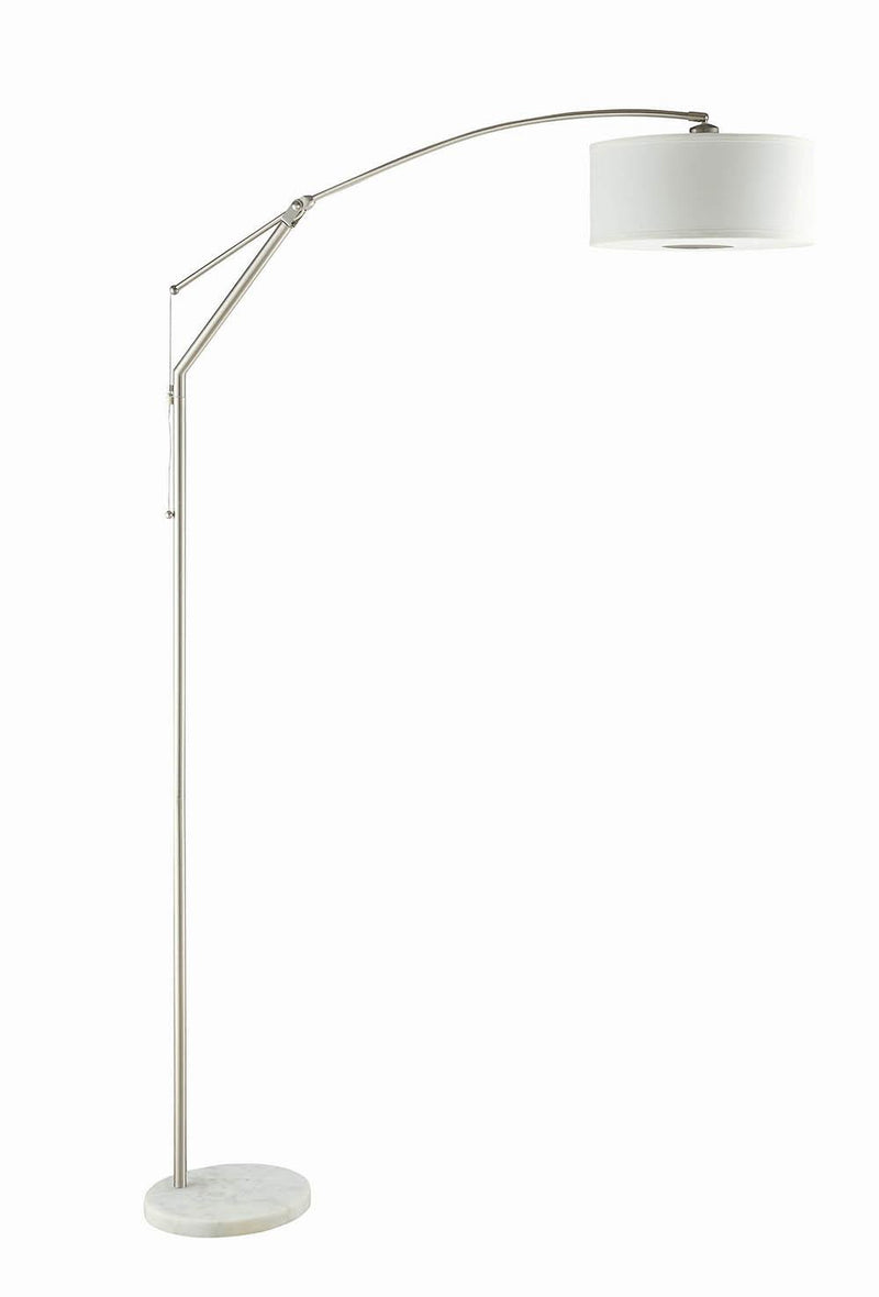 Moniz Adjustable Arched Arm Floor Lamp Chrome and White - Furniture Now (CA)