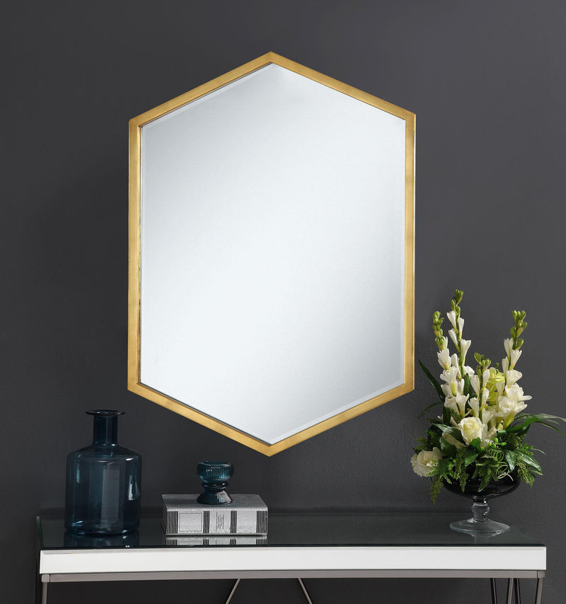 Bledel Hexagon Shaped Wall Mirror Gold - Furniture Now (CA)