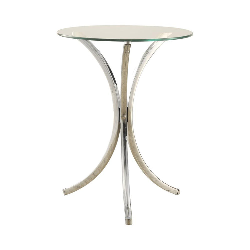 Eloise Round Accent Table with Curved Legs Chrome - Furniture Now (CA)