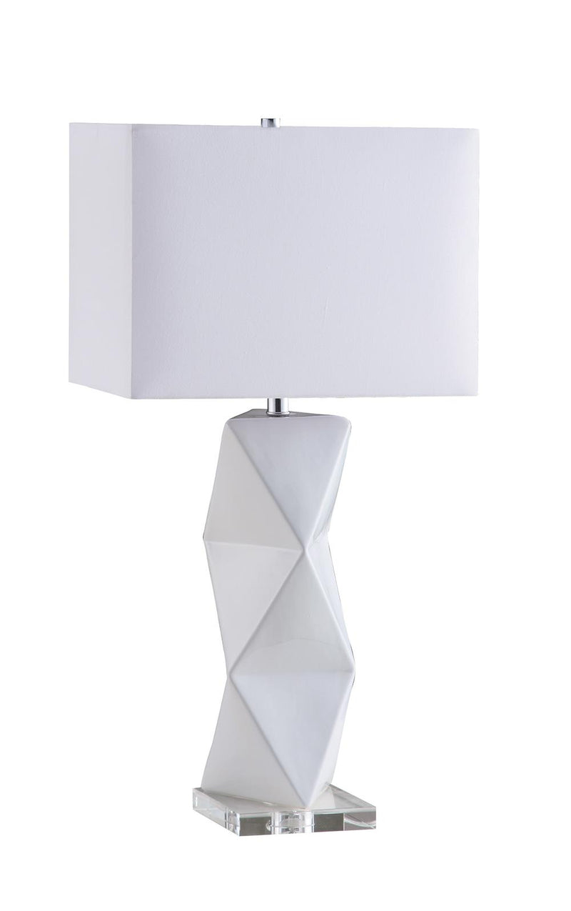 Camie Geometric Ceramic Base Table Lamp White - Furniture Now (CA)