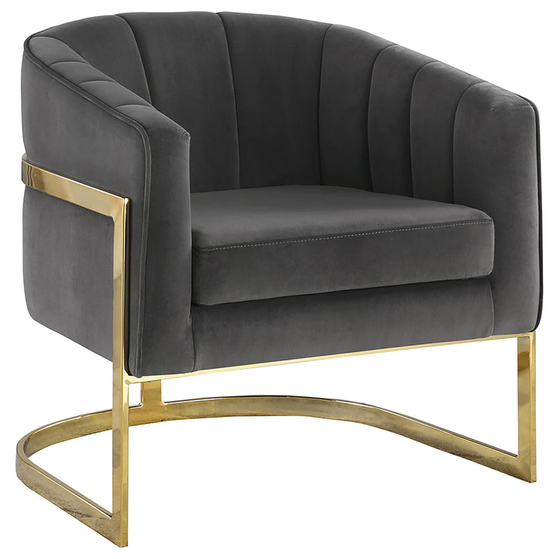 Joey Tufted Barrel Accent Chair Dark Grey and Gold - Furniture Now (CA)