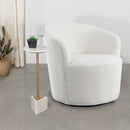 Joyce Upholstered Swivel Barrel Chair White - Furniture Now (CA)