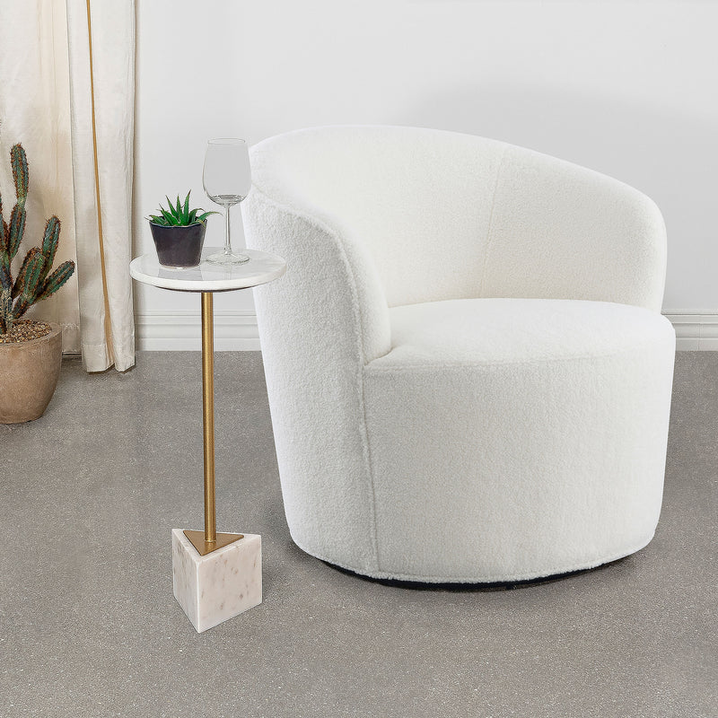 Joyce Upholstered Swivel Barrel Chair White - Furniture Now (CA)