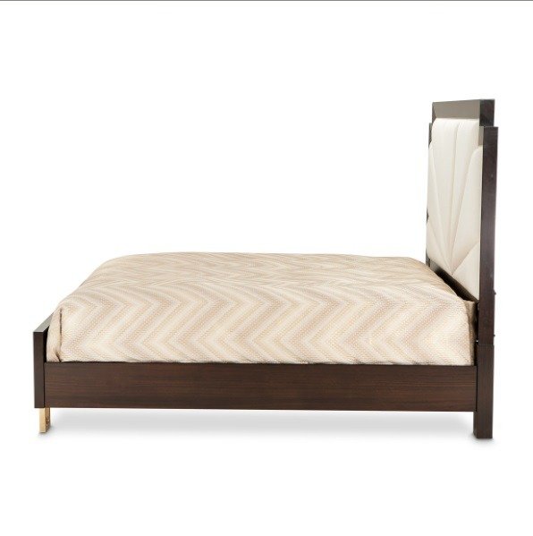 AICO Belmont Place Cal King Panel Upholstered Bed in Espresso - Furniture Now (CA)