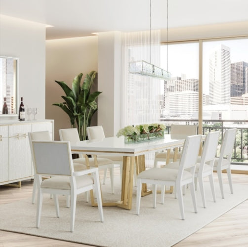 AICO Furniture Palm Gate Rectangular Dining Table in Cloud White - Furniture Now (CA)