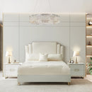 AICO Furniture Palm Gate Queen Upholstered Platform Bed in Cloud White - Furniture Now (CA)