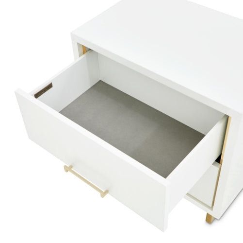 AICO Furniture Palm Gate Nightstand in Cloud White - Furniture Now (CA)