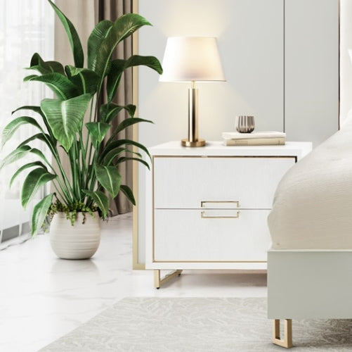 AICO Furniture Palm Gate Nightstand in Cloud White - Furniture Now (CA)