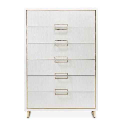 AICO Furniture Palm Gate 6 Drawer Chest in Cloud White - Furniture Now (CA)