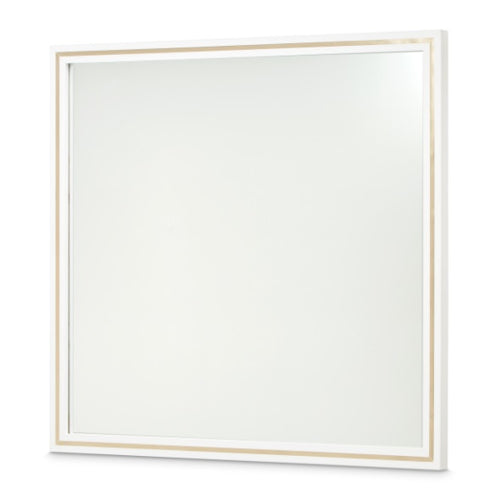 AICO Furniture Palm Gate Wall Mirror in Cloud White - Furniture Now (CA)
