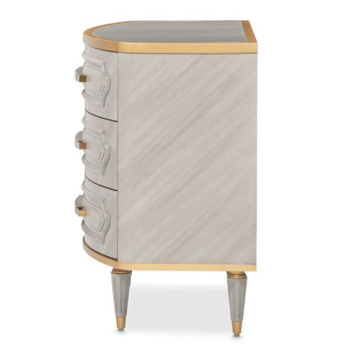 AICO Furniture St.Charles 3 Drawer Nightstand in Dove Gray - Furniture Now (CA)