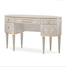 AICO Furniture St.Charles Vanity Desk with Mirror in Dove Gray - Furniture Now (CA)