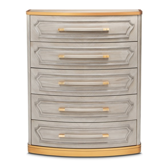AICO Furniture St.Charles 5 Drawer Highboy Chest in Dove Gray - Furniture Now (CA)