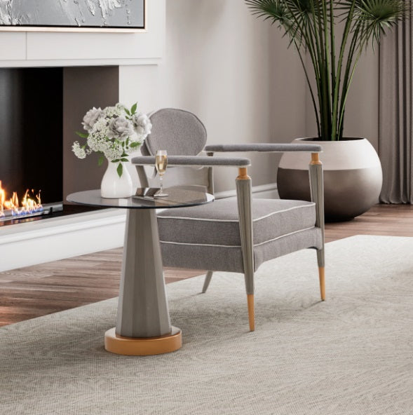 AICO Furniture St.Charles Chairside Table in Dove Gray - Furniture Now (CA)