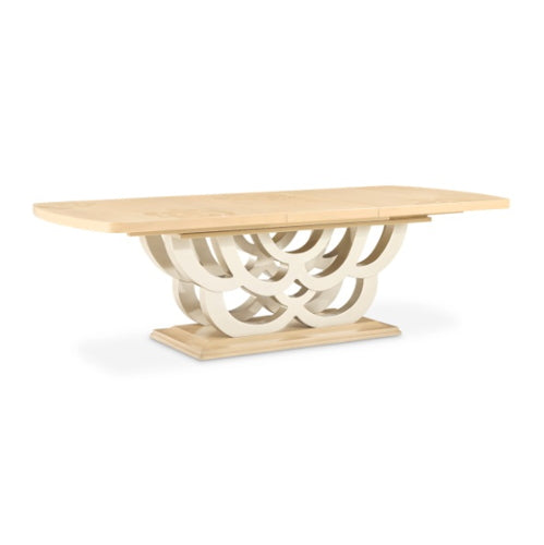 AICO Furniture Camellia Field Rectangular Pedestal Dining Table in Caramel - Furniture Now (CA)