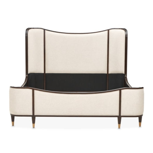 AICO Furniture Camellia Field King Upholstered Panel Bed in Warm Pecan - Furniture Now (CA)