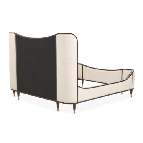 AICO Furniture Camellia Field Queen Upholstered Panel Bed in Warm Pecan - Furniture Now (CA)